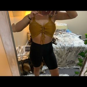 Crochet Knitted Gold Crop Tank Top